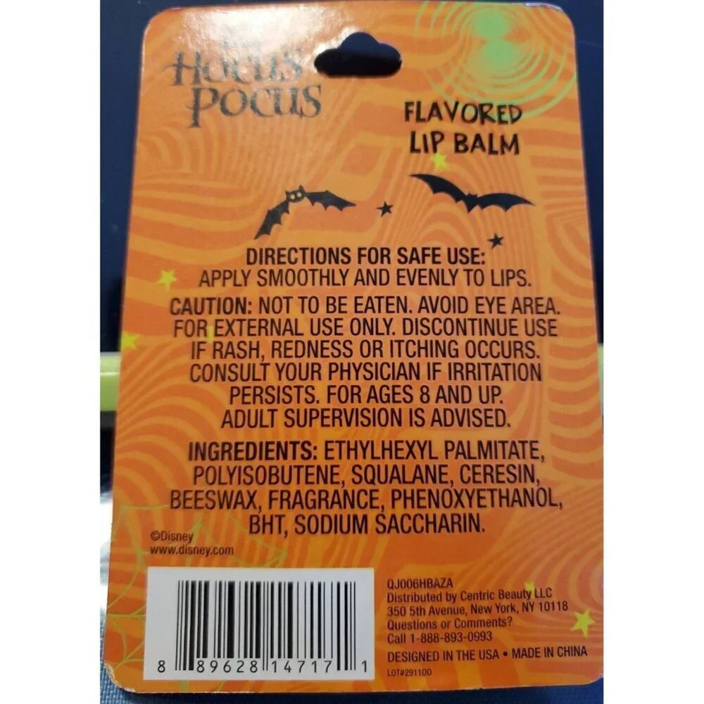 Disney Hocus Pocus Pumpkin Spice Flavored Lip Balm Halloween Sanderson Sisters